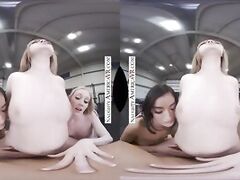 VR GROUP SEX IN THE GYM WITH THREE HOT COEDS
